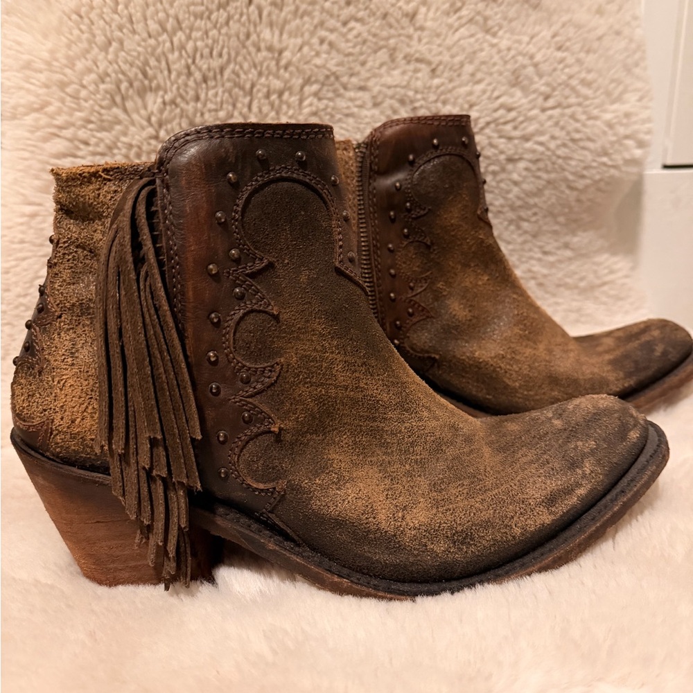 Liberty Black Fringe Ankle Boot • 8.5